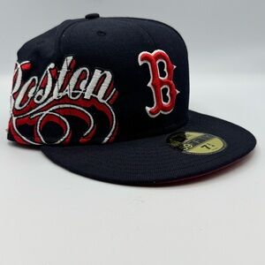 Rare New Era BOSTON RED SOX Fitted MLB Wool 59Fifty Baseball Hat 7 3/4